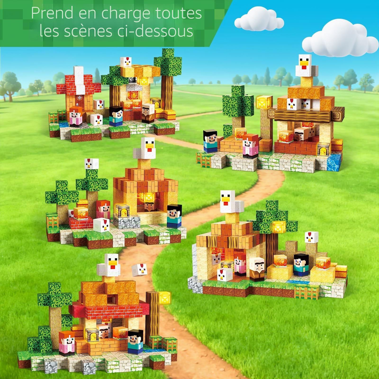 ToyUnited – Blocs magnétiques - Poulet rôti 200 pièces, Blocs de Construction magnétiques avec lumières Clignotantes, Carreaux à empiler, Jouets sensoriels STEM Montessori pour Enfants garçons Filles