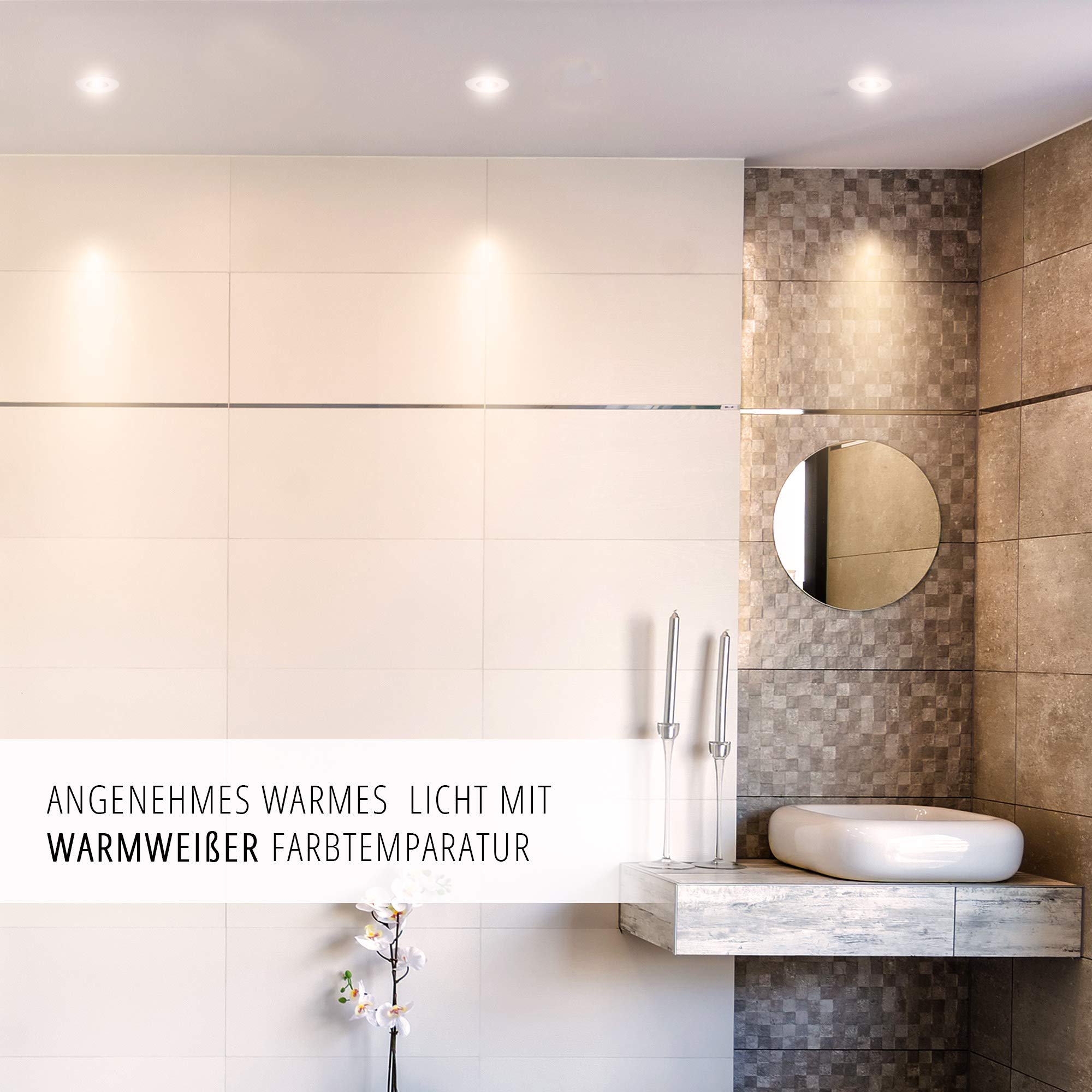 Linovum ETAWA - Lámpara led empotrable (10 unidades, IP44, extraplana, incluye 5 W, luz blanca cálida, 230 V, 230 V, para baño, redonda, 230 V