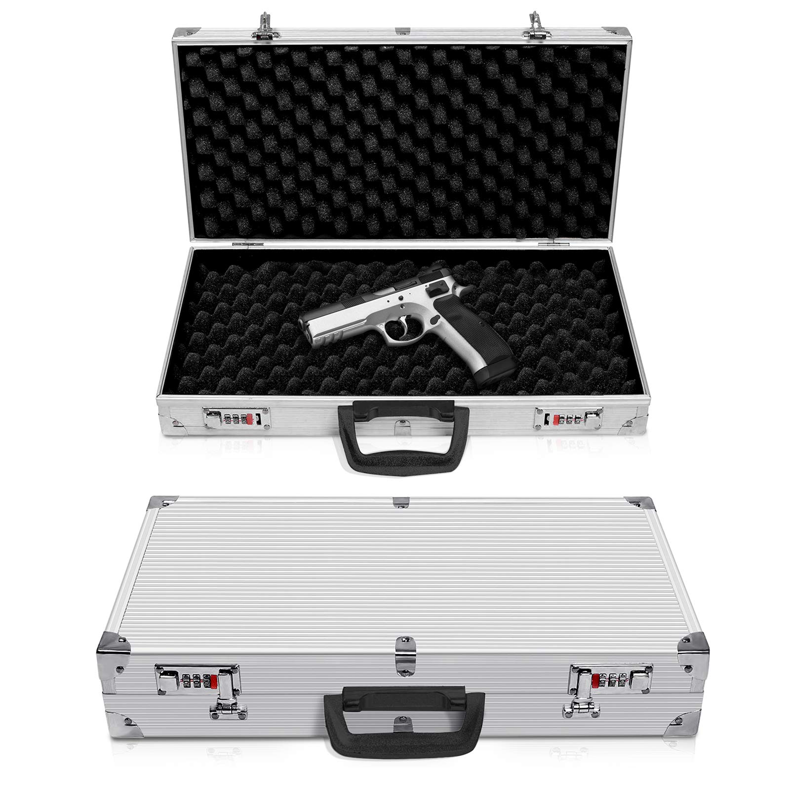GOPLUS Waffenkoffer aus ABS, Gewehrkoffer Gewehrtasche Waffenfutteral Munitionskoffer Pistolenkoffer Jagdkoffer Flintenkoffer
