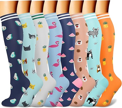 Miniatura 1 de CHARMKING - Calcetines de compresión para mujeres y hombres (8 pares), 15-20 mmHg, buen soporte para correr, atletismo, senderismo