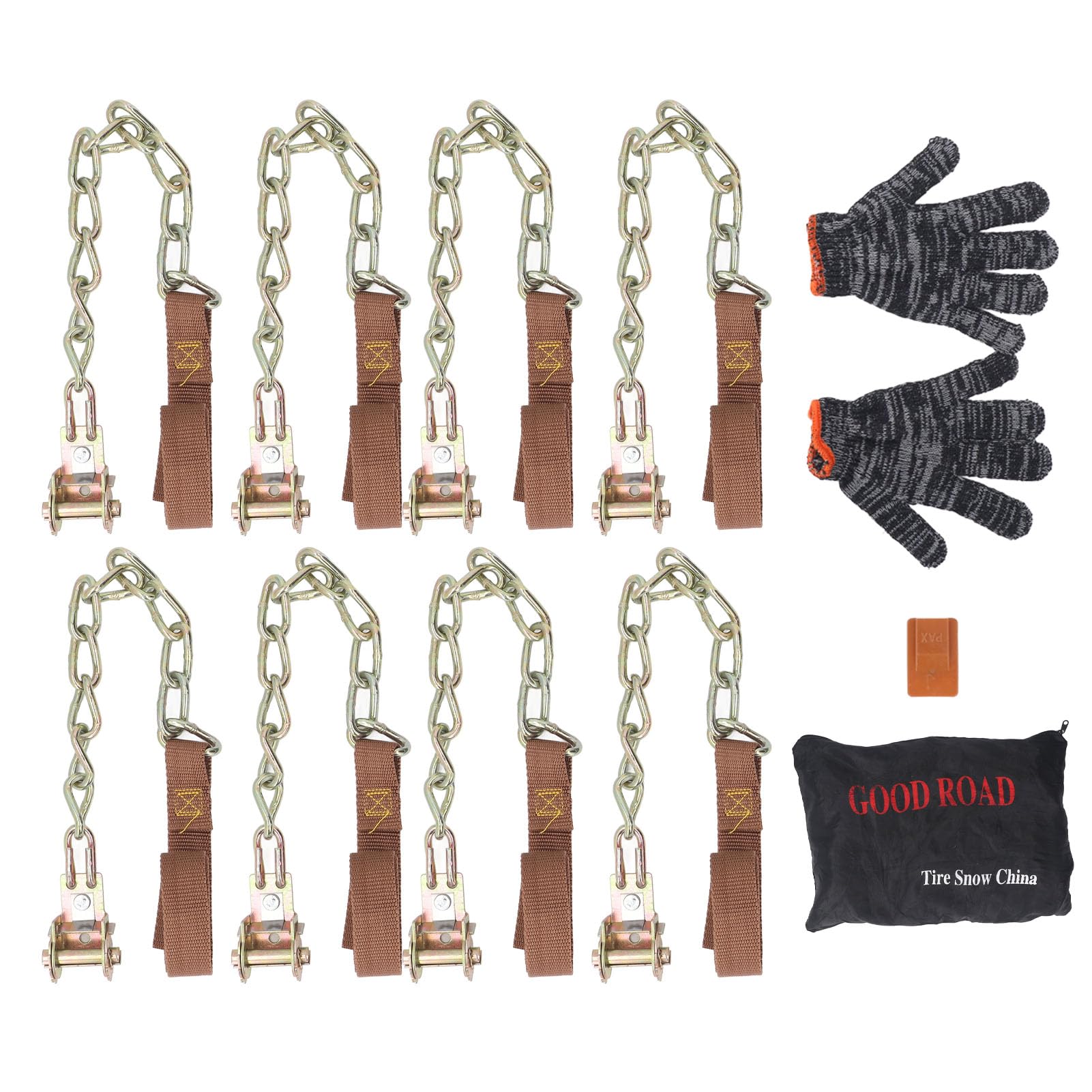 FLEXMAN 8PCS Cadena Antideslizante para Neumáticos de Nieve, Cadena Antideslizante Universal Engrosada de Aleación de Acero para Camioneta SUV Automóvil Ancho Neumático 165~265Mm