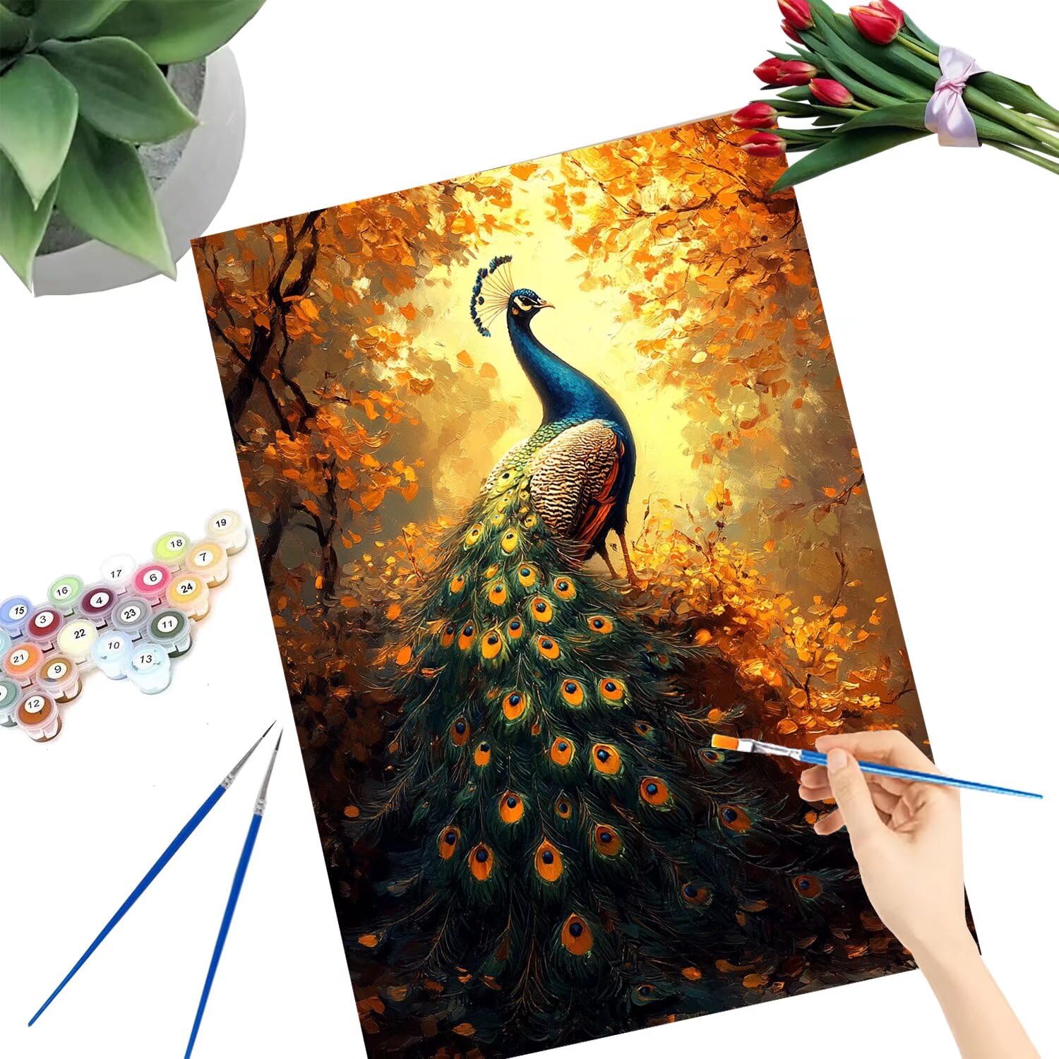 Pintar por Numeros Adultos pintar por numeros niños manualidades niños 10 años, DIY Pintar por Números de Pincel y Pintura acrílica Decoraciones para el Hogar Manualidades, sin Marco 60x80cm C-212