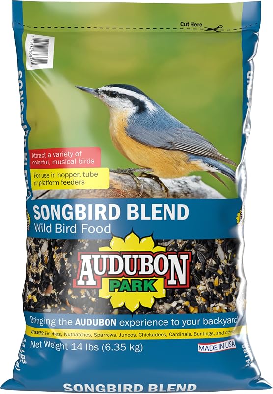 Semilla para pájaros silvestres Audubon Park Songbird, 14 lb | Alimento para pájaros al aire libre durante todo el año para comederos exteriores