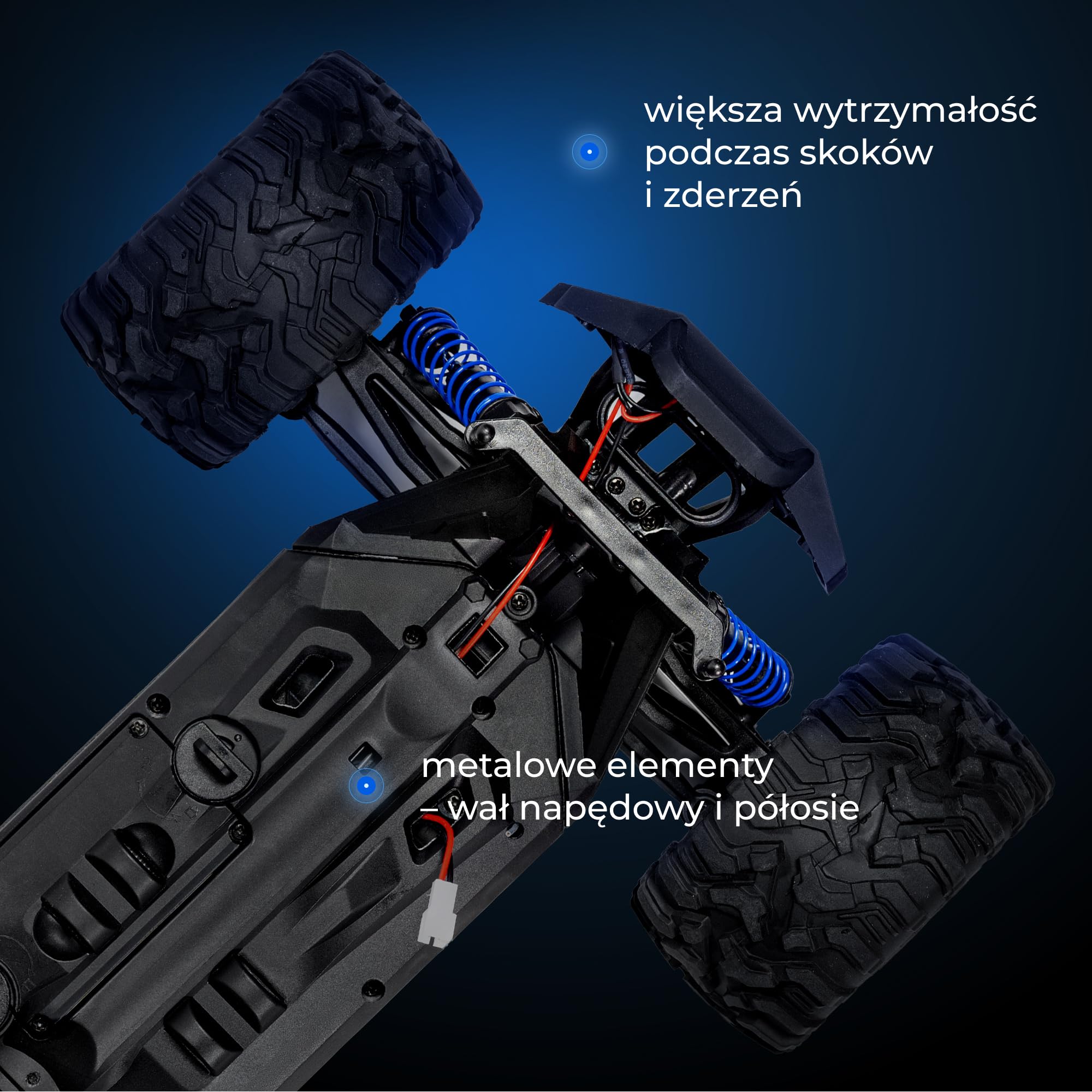 Overmax X-Shard zdalnie sterowany samochód 4WD 1:16 Offroad, do 30 km/h, z ogranicznikiem tempa, 2,4 GHz RC Monster Truck z metalowym napędem, amortyzatorami, zasięgiem 90 m, dla dzieci od 6 lat
