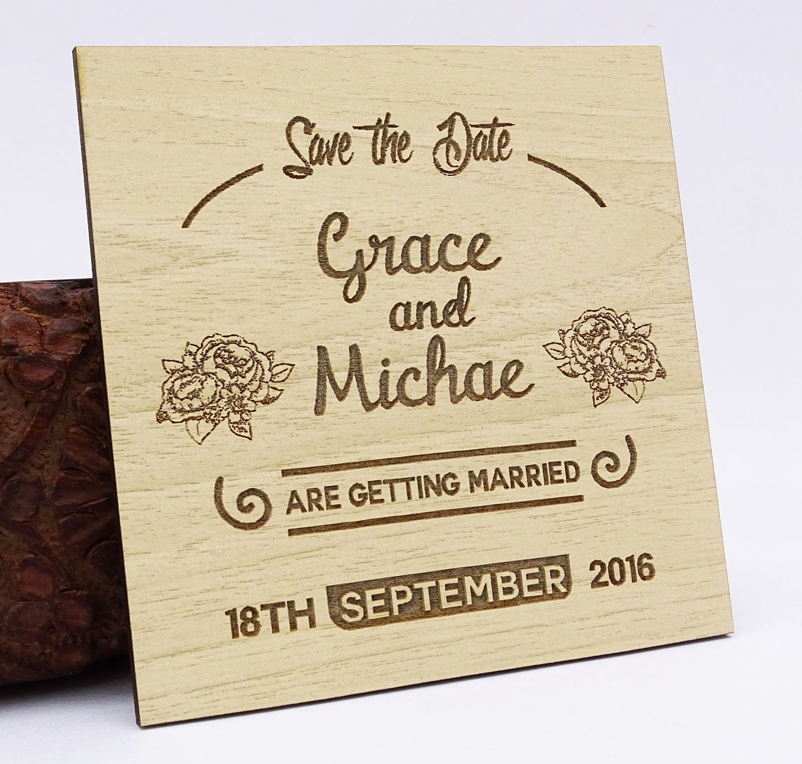 Aimant Bois Mariage personnalisé Darling Souvenir de type Save the Date rustique