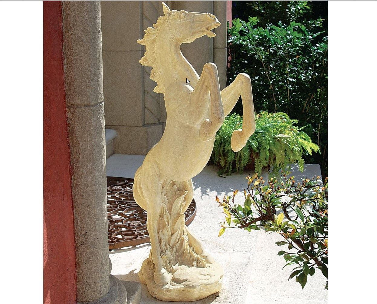 34" Standing Stallion Horse Home Gallery Garden Sculpture Statue Figurine