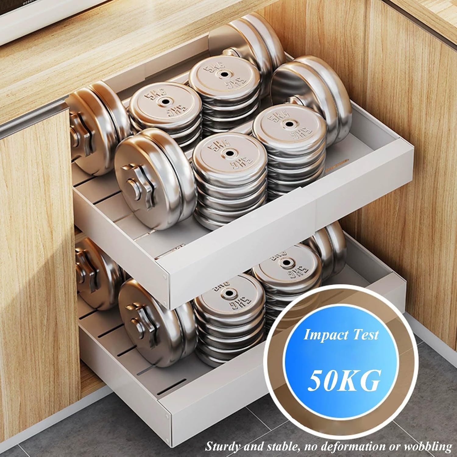 Under Sink Organizer 2 Pack, Expandable Bathroom Under Cabinet Storage Pull Out Sliding Drawers for Kitchen Organization, Multi-Purpose Roll Out Shelf Adjustable Length