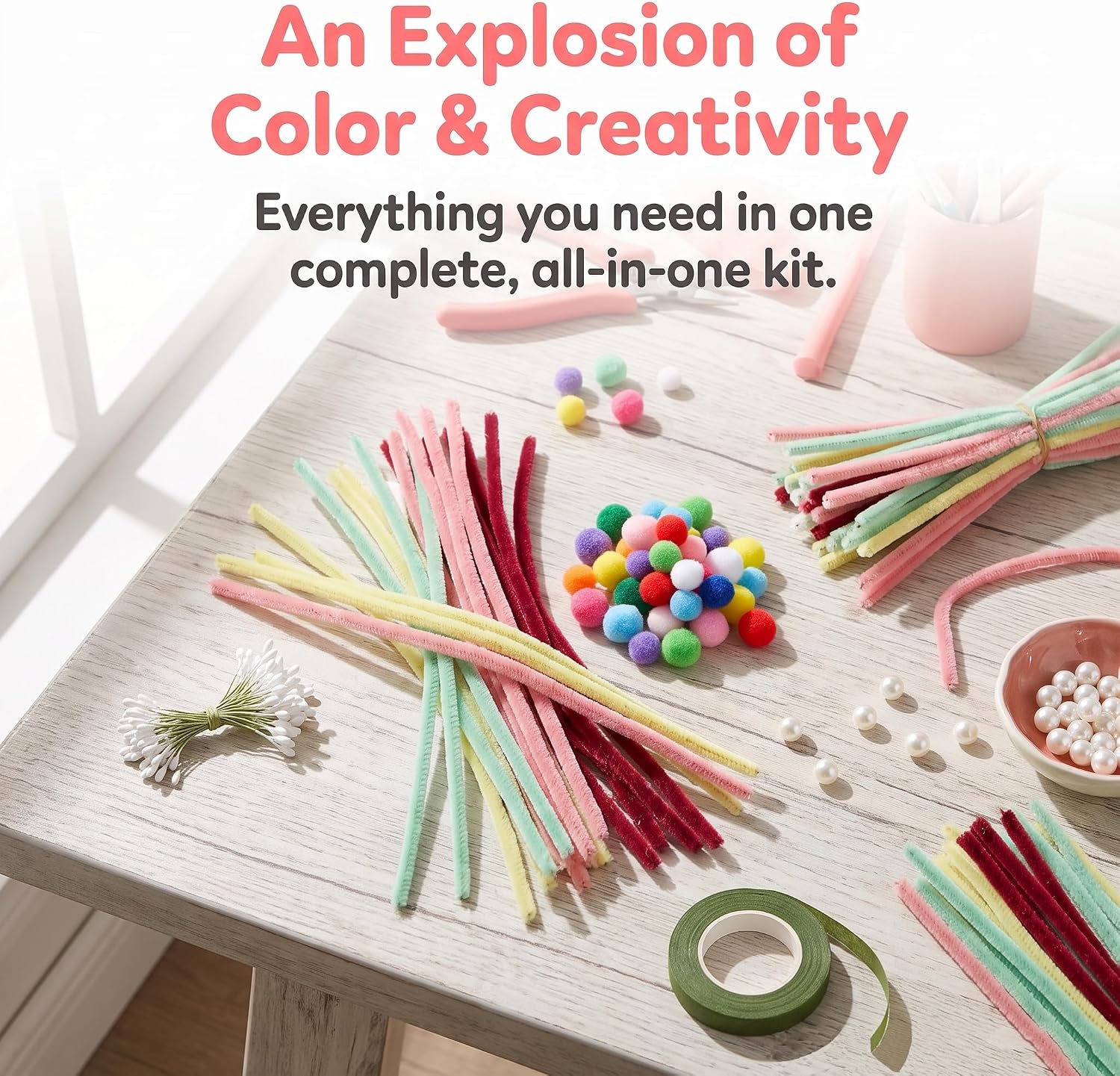800PCS 16-Color Pipe Cleaners with Full DIY Accessories & Guide. Flexible Fuzzy Sticks for Handmade Flowers, Crafts and Holiday Decorations.