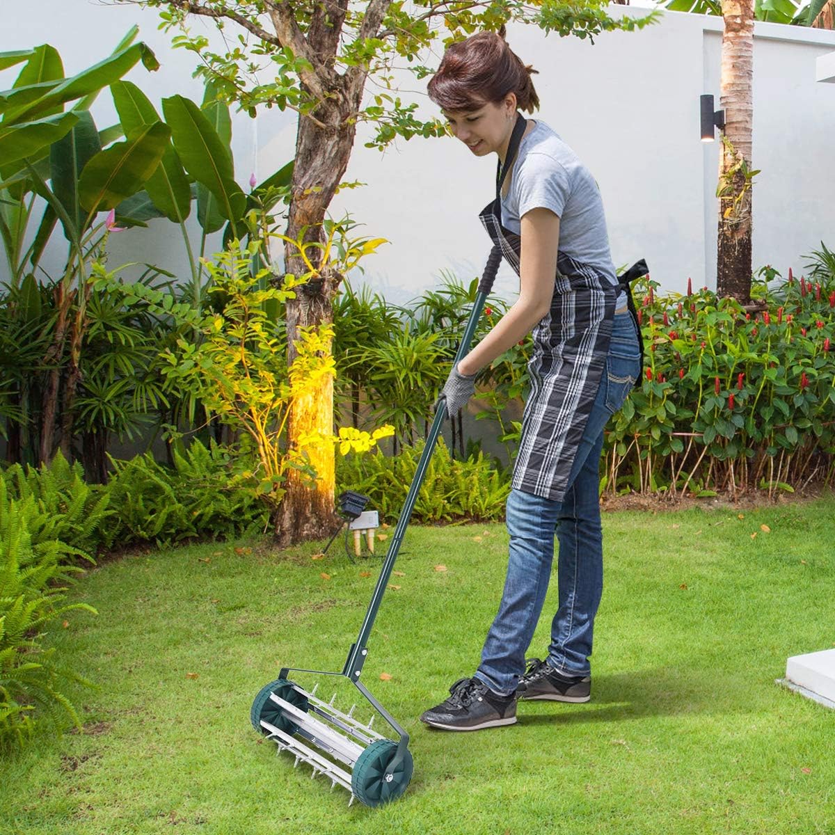 Buy GiantexUK Outdoor Lawn Roller, Heavy Duty Manual Grass Rollers with Green Removable Handle