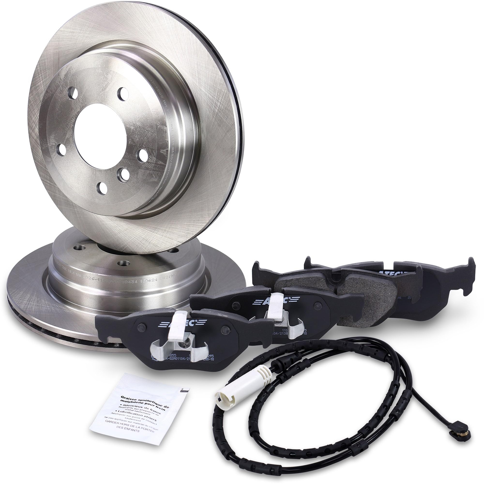 BESTPRICE Juego de frenos eje trasero incl. discos de freno Ø 300 mm ventilados + pastillas de freno traseras + contacto de desgaste, compatible con BMW X1 (E84)