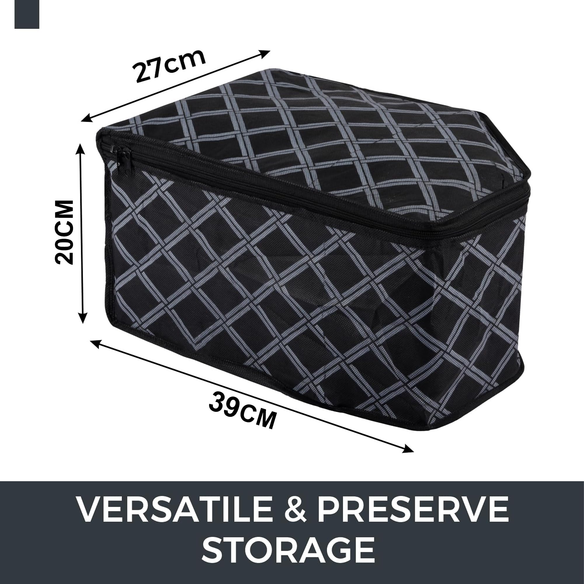 Kuber Industries 48 Stück Blusenabdeckung | Reißverschluss Kleidung Aufbewahrungstasche | Vlies Kleiderschrank Organizer | Seite Transparent Bluse Organizer | Karo Design | Schwarz