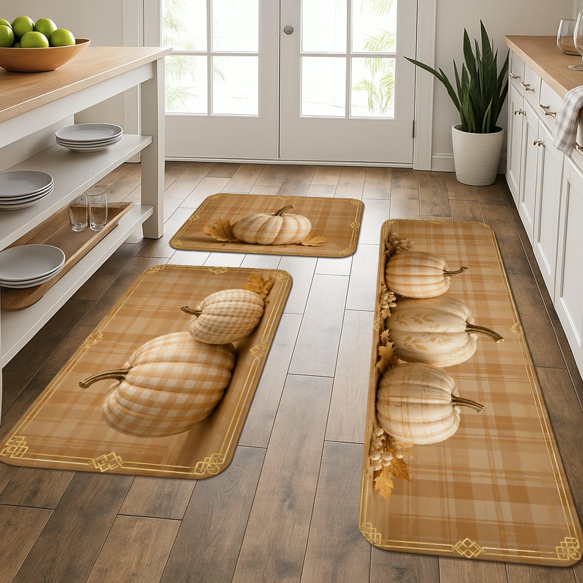 Tapis de cuisine lavables motif automne et tapis d'entrée confortables