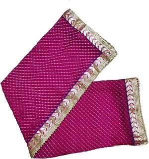 Fashion Jhodhpuri Women's Georgette Leheriya Dupatta with Gota Patti Border