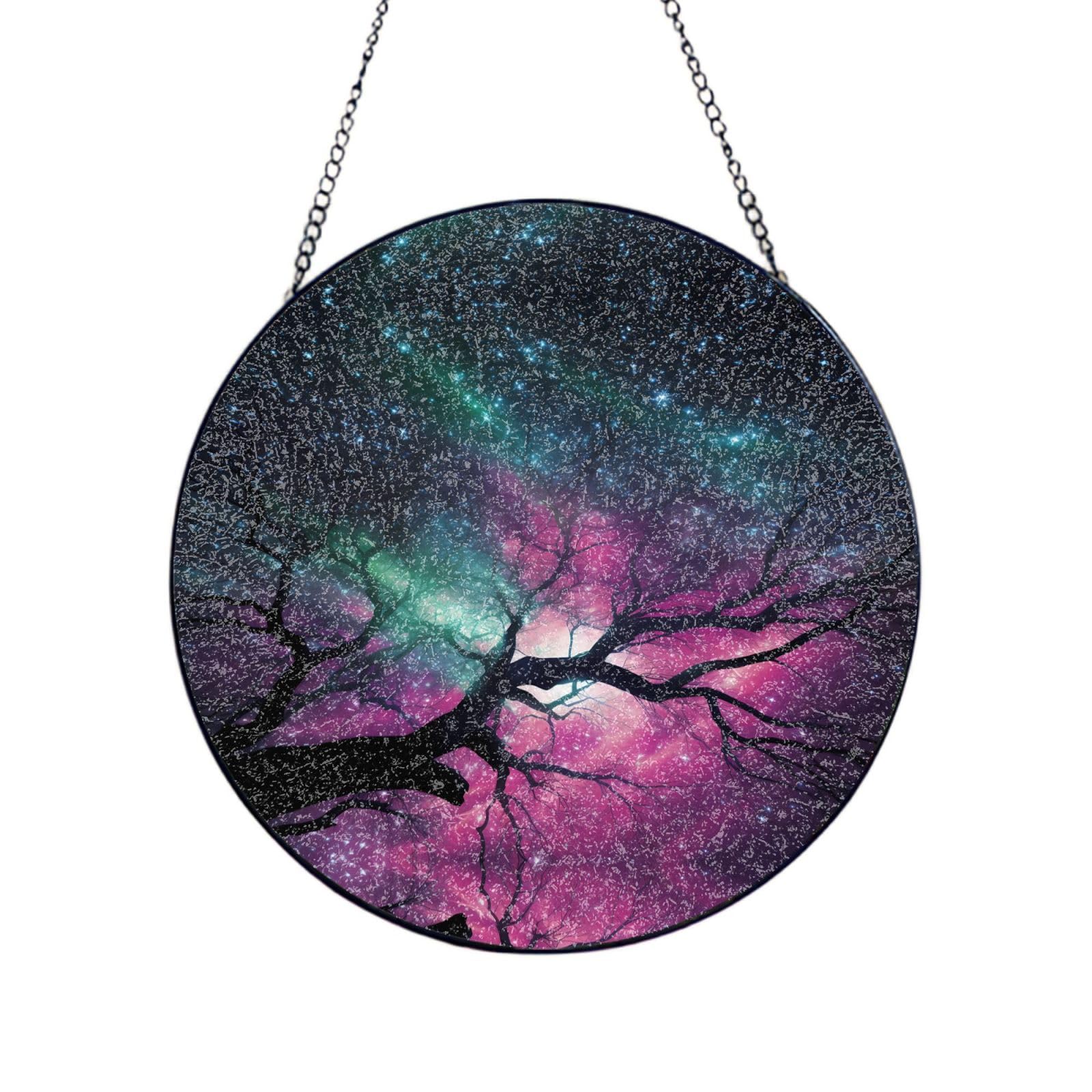 Phayah Vegetation Blooming Print Stained Glass Window Hanging Sun Catchers Decoration Mother'S Day Birthday Gifts For Home Garden Porch 10in（25cm）