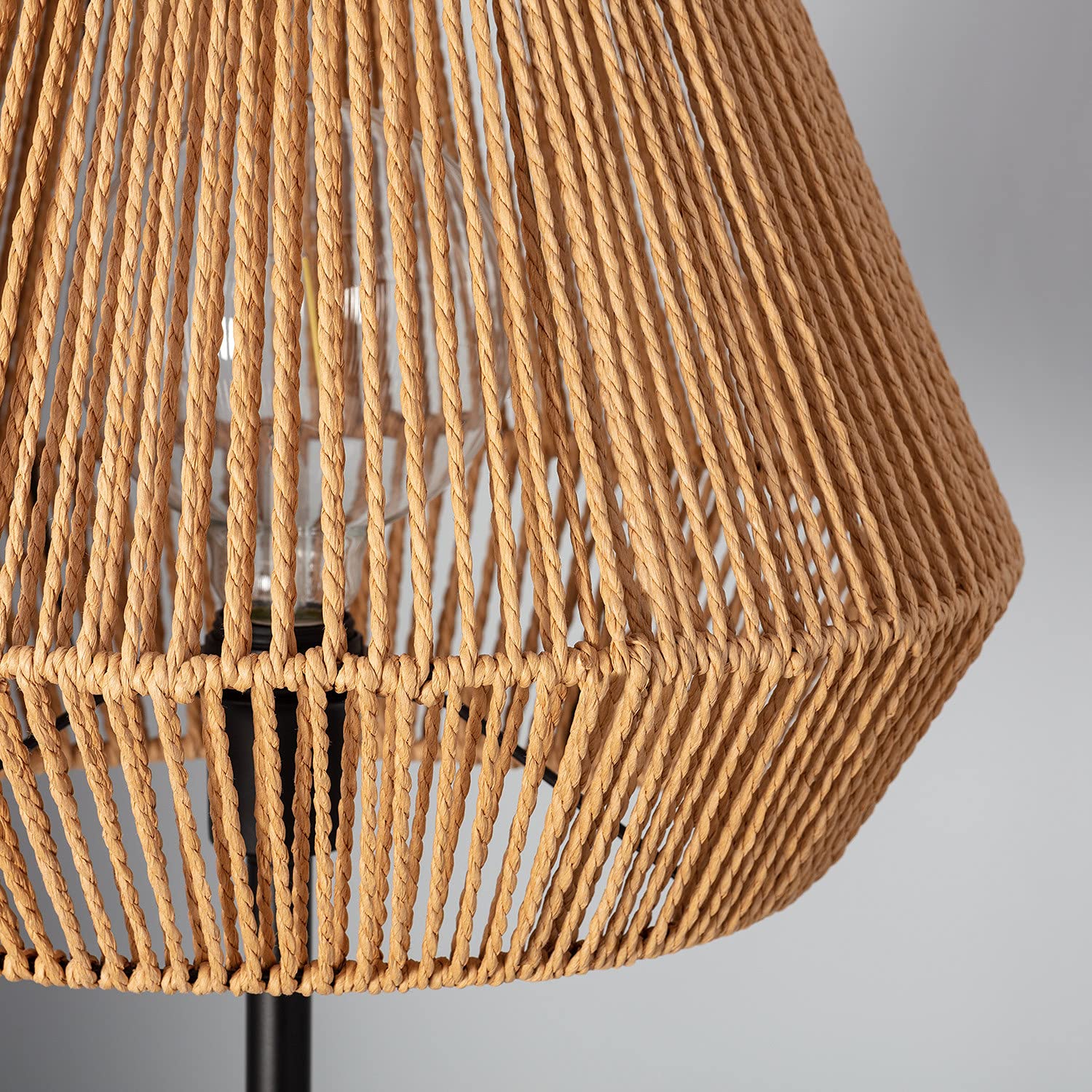 LEDKIA LIGHTING - Lámpara de Pie Kirito | Diseño Elegante y Moderno | Compatible con Bombilla LED E27 | Duradera y Resistente | Ideal para Salón y Dormitorio; Natural; Papel trenzado