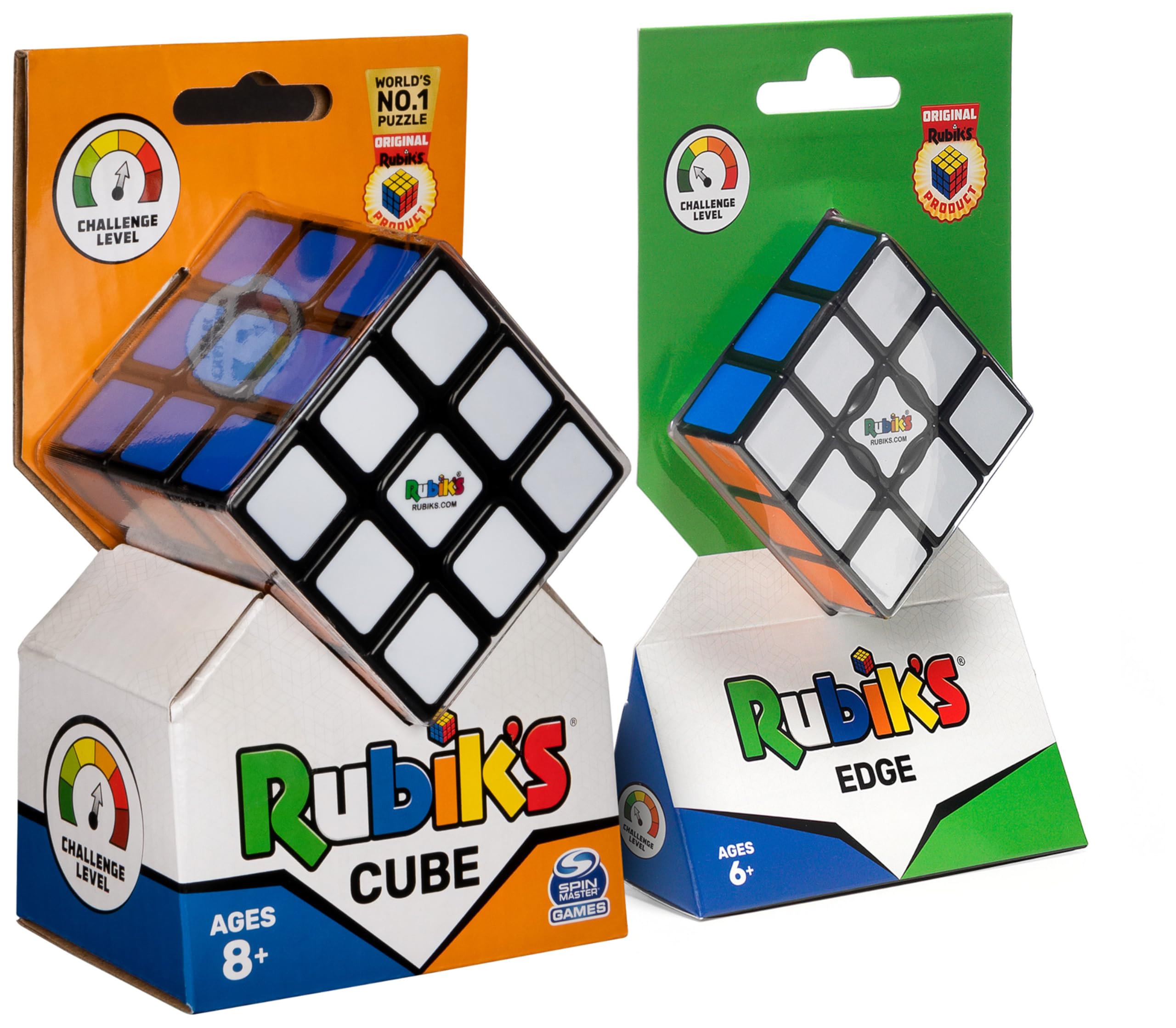 Rubik's Starter Pack, set regalo classico 3x3 Edge 3x3x1, cubo tattile antistress, giocattolo da viaggio, per adulti e bambini dagli 8 anni in su, 6064005