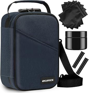 IDEATECH Smell Proof Bag, Stash Box Odor Proof, Smell Proof Containers with Lock, Odorless Travel Storage Bag, Home Organizer Case Lock Box with Accessories, Smell Proof Box Gift for Women/Men