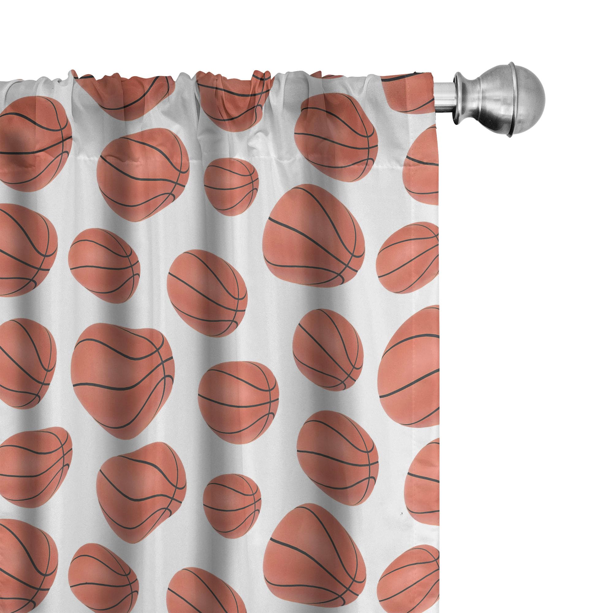 Ambesonne Basketball Window Curtains, Realistic Style Balls Pattern on White Classical Sports Themed, Lightweight Decor 2-Panel Set with Rod Pocket,