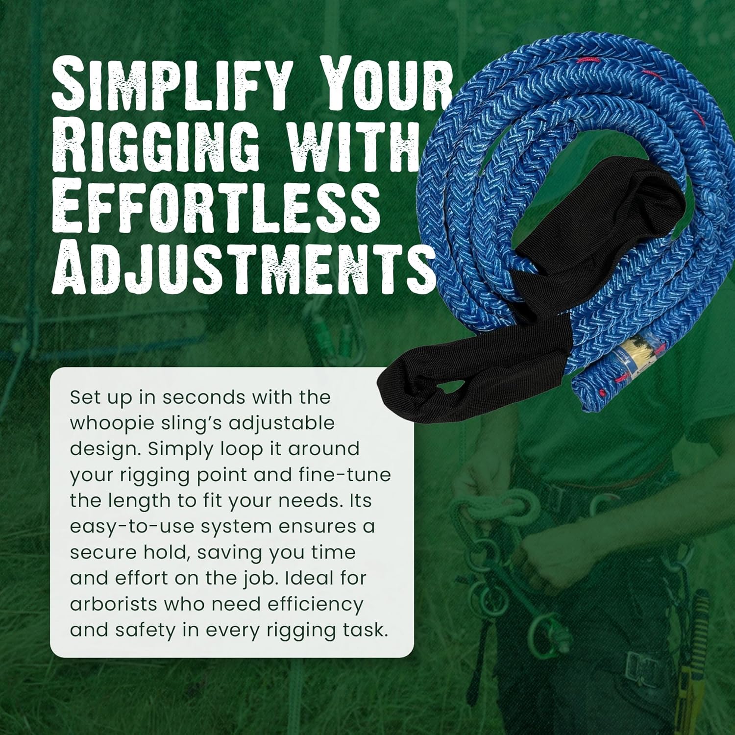 FORESTER Arborist Whoopie Sling - 1/2" x 3-5' Rigging Sling | Adjustable Length | Arborist Equipment | Climbing Sling | Anchor for Port A Wrap