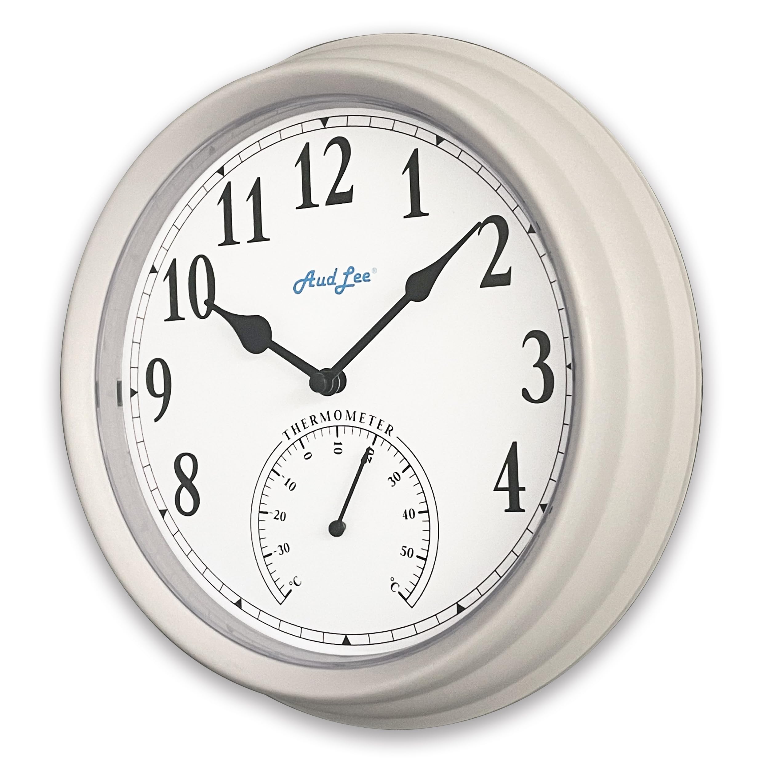 Audlee Warm Lavender (New) 25Cm Pololio Indoor Wall Clock With Thermometer. Battery Operated Round Clock. Decorative Clock For Garden/Office, Sweep Movement (Warm Lavender)