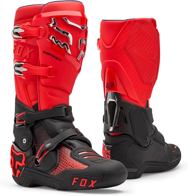 Fox Racing Men's Instinct Motocross Dirt Bike Boots, Fluorescent Red, 12