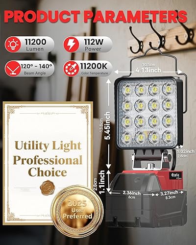 Vista 24 de Ecarke Luz de trabajo LED compatible con Milwaukee, Ecarke 54W 5400LM luces de trabajo de inundación LED inalámbricas, compatible con luz de batería