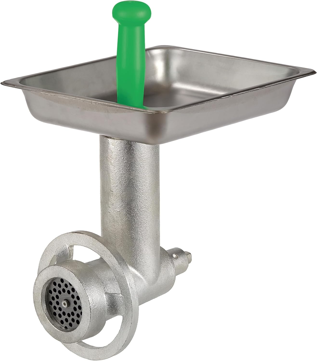 Commercial Universal Meat Grinder Attachment for Mixers with #12 Hubs, Cast Iron Meat Grinder with Plastic Tamper (30R-035)