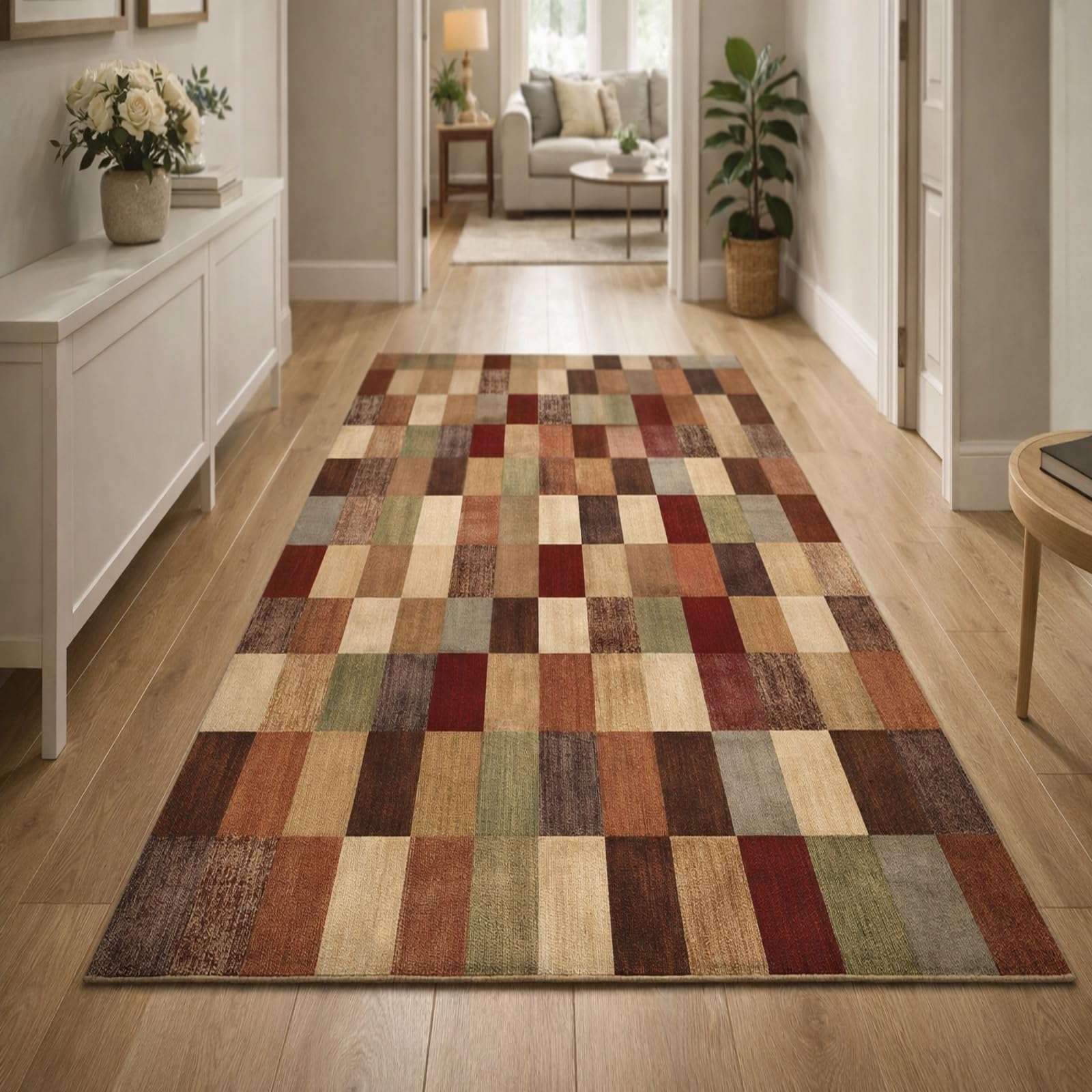 Tapis de sol géométrique vintage multicolore lavable en machine 70x120