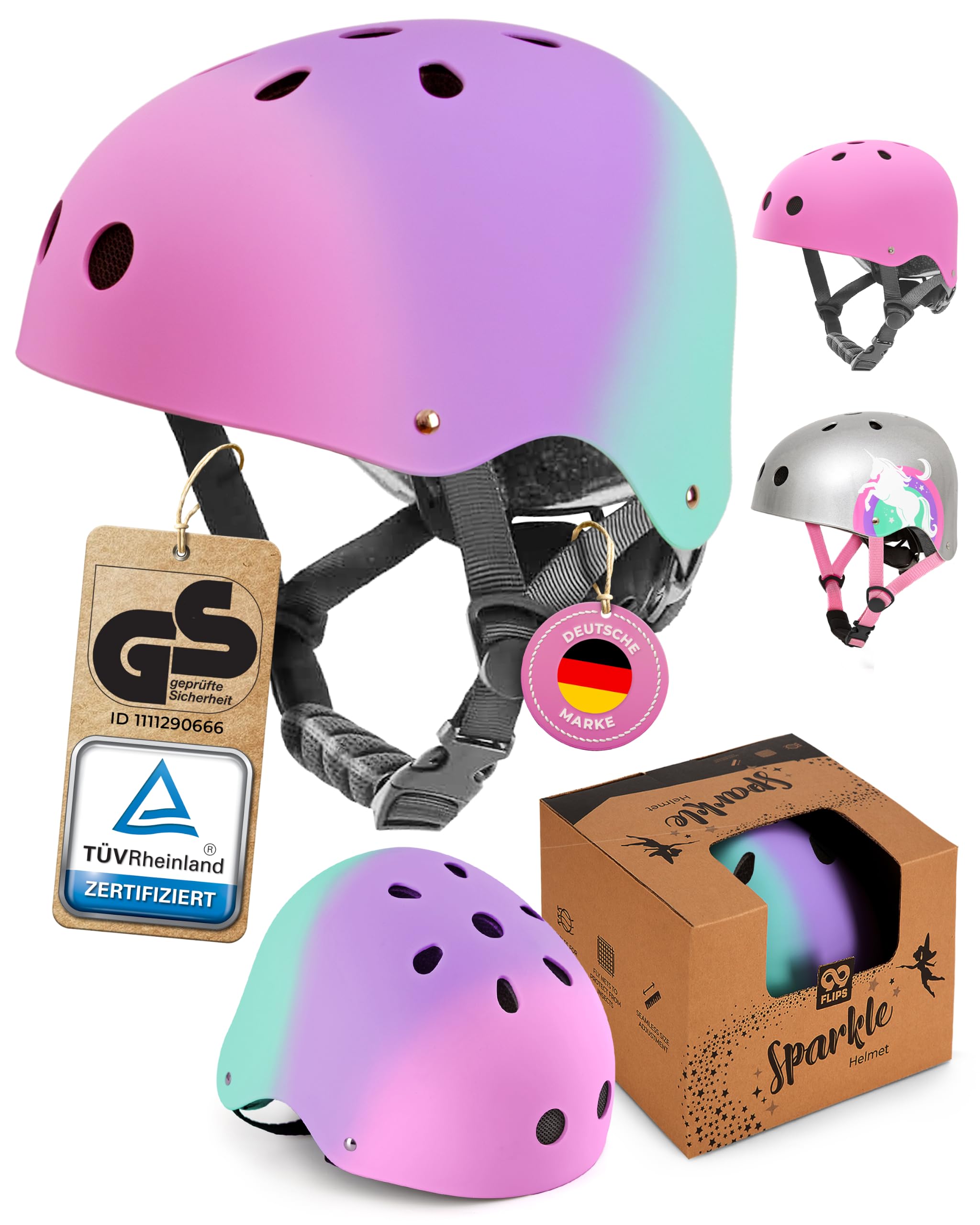 99FLIPS Skaterhelm Kinder - TÜV Rheinland GS Zertifiziert - Helm Kinder | Fahrradhelm Scooter Teenager für Jungen & Mädchen - für Fahrrad, Skateboard, Inline Skates & Scooter - Kinderhelm