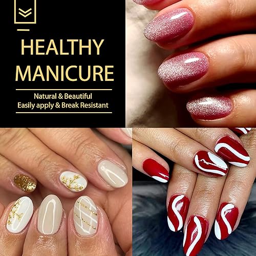 Miniatura 2 de UNA GELLA Puntas de uñas de gel suave, 240 uñas cortas redondas a presión, 12 tamaños ovalados, uñas postizas de almendra, extensión de uñas de