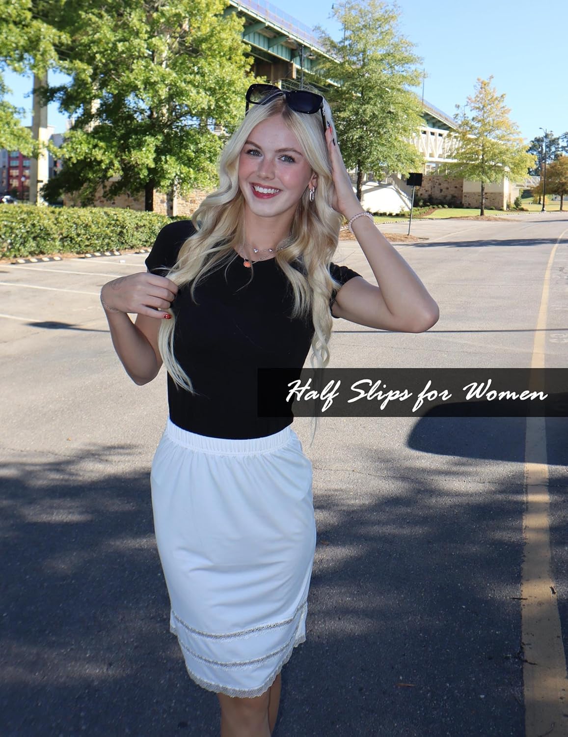 Avidlove Half Slips for Women Underskirt Dress Extender Lace Trim Knee Length Short Skirt - Image 5