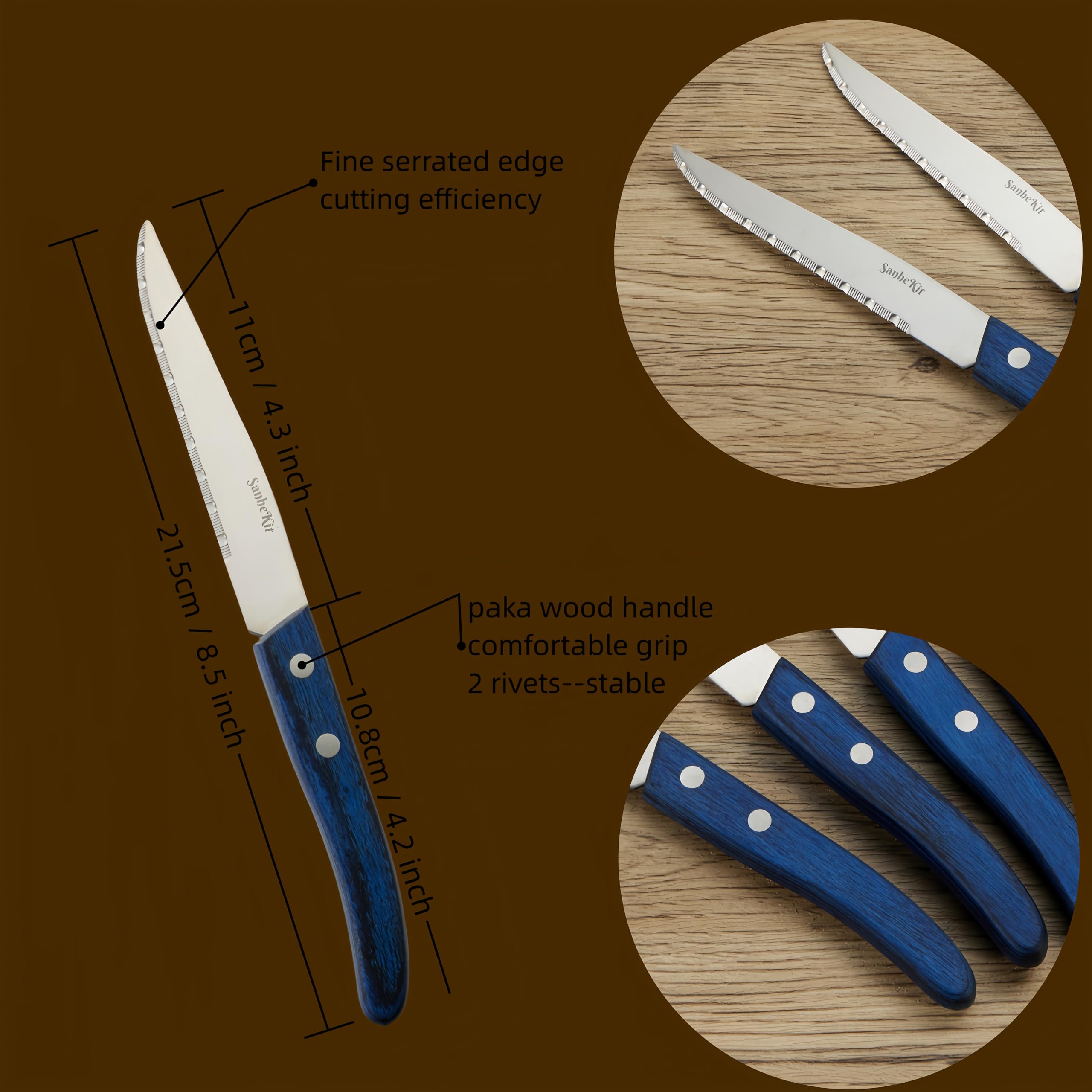 Steakmesser-Set 8-teilig – Edelstahl Mit Holzgriff, Scharf & Ergonomisch