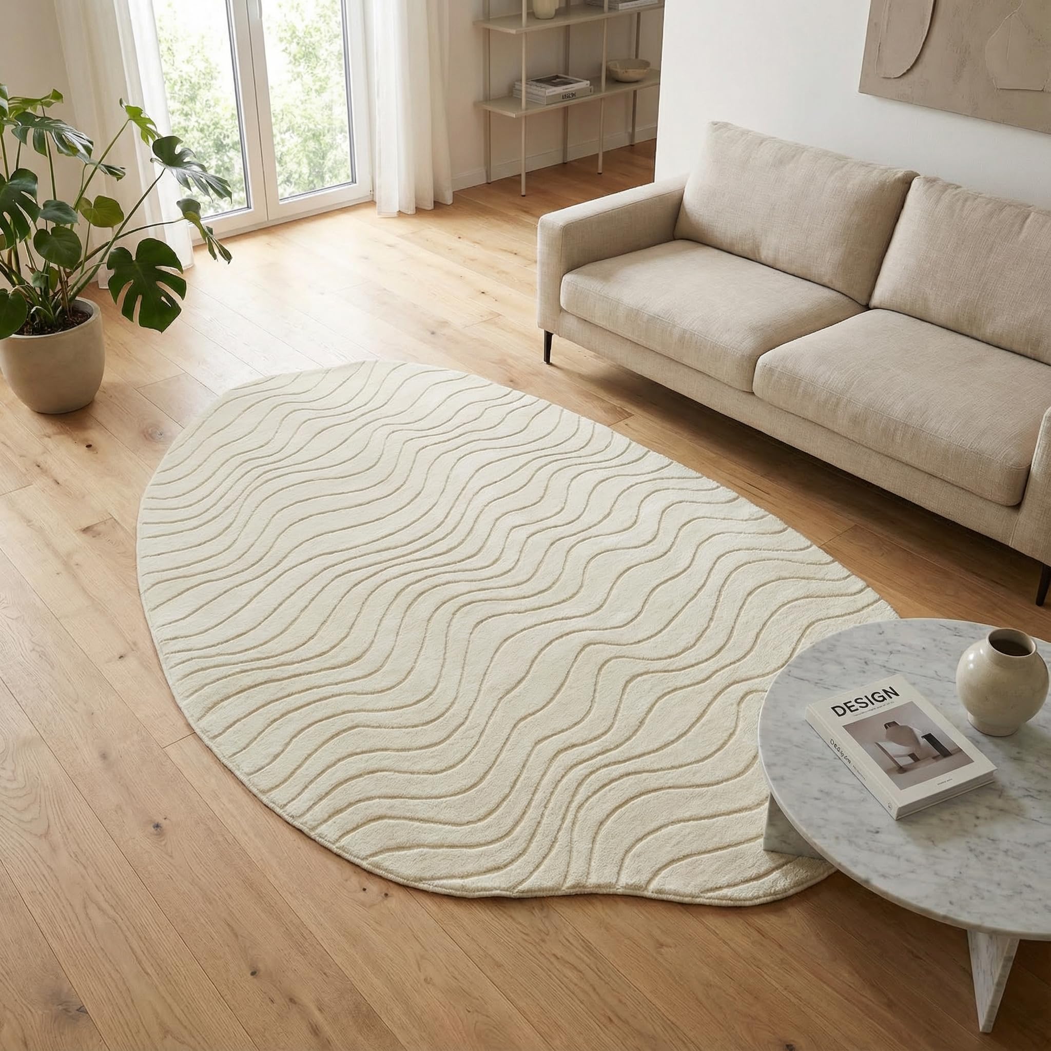HAVARGO Teppich Hochflor Waschbar, Hasenfell Imitat, Kaninchenfell, Kurzfell Teppich Wohnzimmer Küchenteppich Schlafzimmer，Bettvorleger Schlafzimmer - 120x118 cm