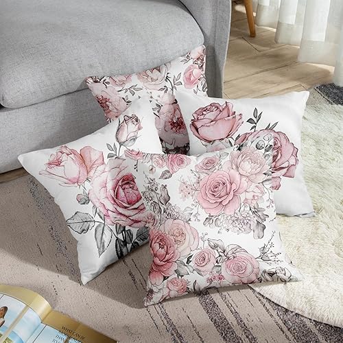 Miniatura 4 de Sanwarm Juego de 4 fundas de almohada decorativas para decoración del hogar, 18 x 18 pulgadas, fundas de almohada decorativas para sofá y exteriores