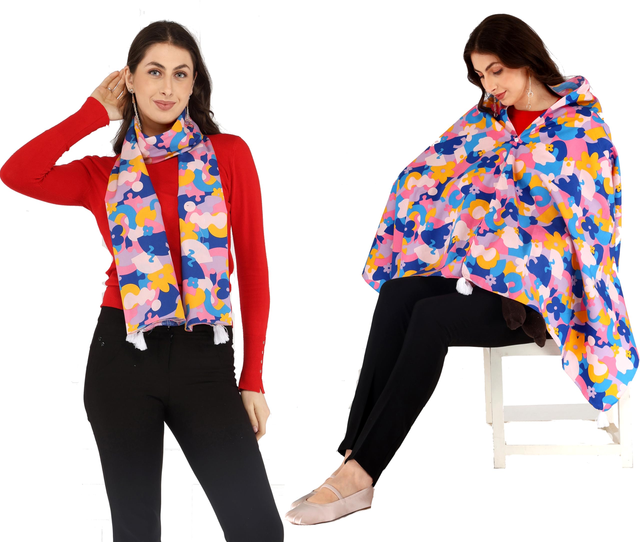 Switchon Nursing Cover for Breastfeeding Multi Use Poncho Style Scarf with Buttons, Feeding Apron Breathable for Pre & Post Pregnancy Free Size (72inch x 22inch)-image-12