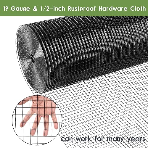 Miniatura 10 de Tongmo Paño negro de hardware de 48 pulgadas x 100 pies, valla de alambre de pollo de malla de 1 pulgada, alambre recubierto de vinilo de calibre 19