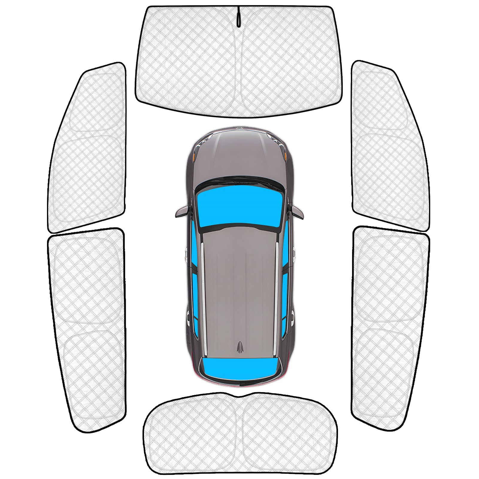 KMF 6pcs Thicken Sun Shades for KIA Sportage 2017-2022 Accessories, Custom Fit Full Car Window Covers for Windshield Side Rear, UV Block and Privacy Blackout for Camping Outdoor