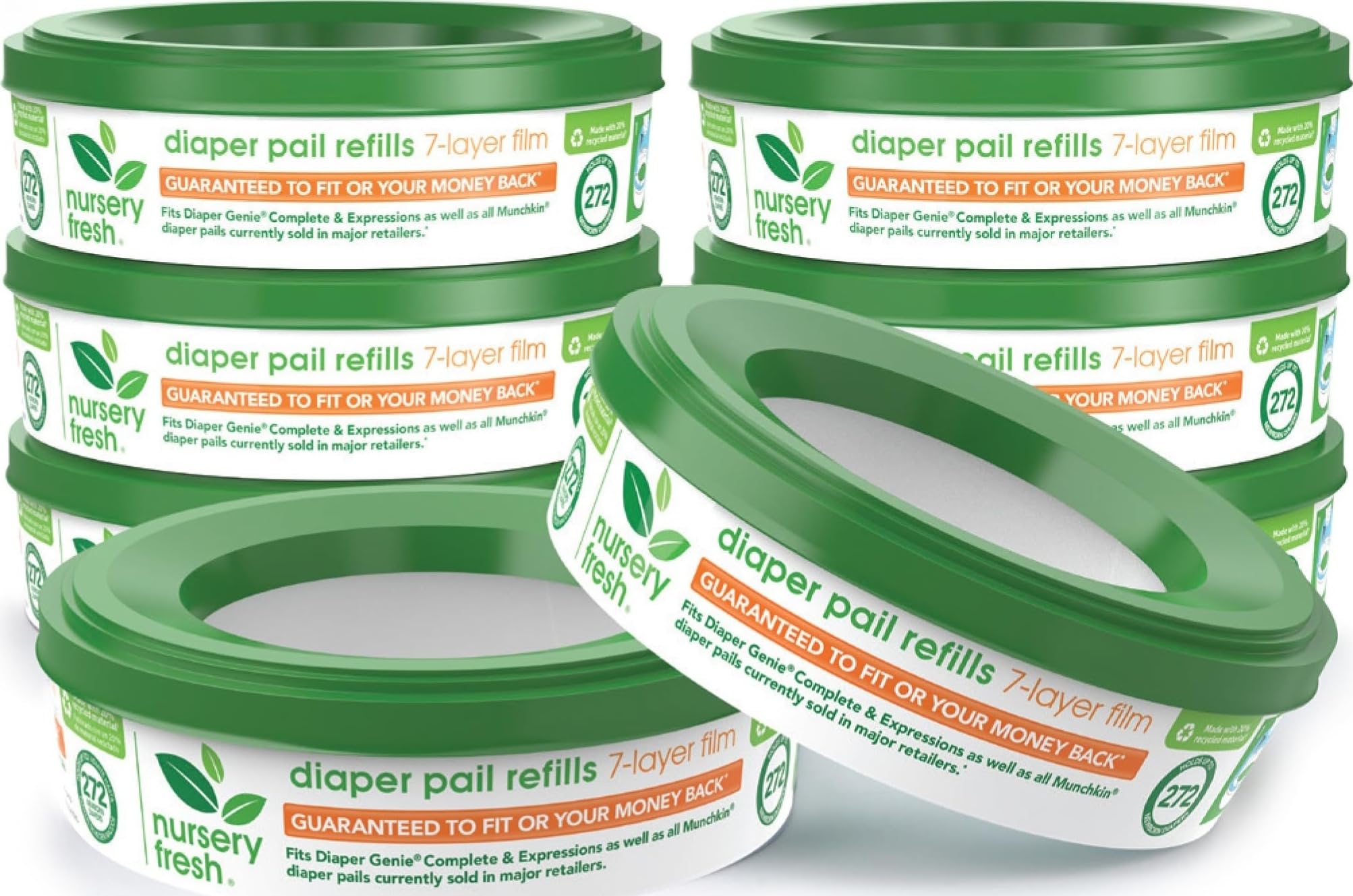Nursery Fresh Refill for Diaper Genie and Munchkin Diaper Pails, 2,176 Count, 8 Pack
