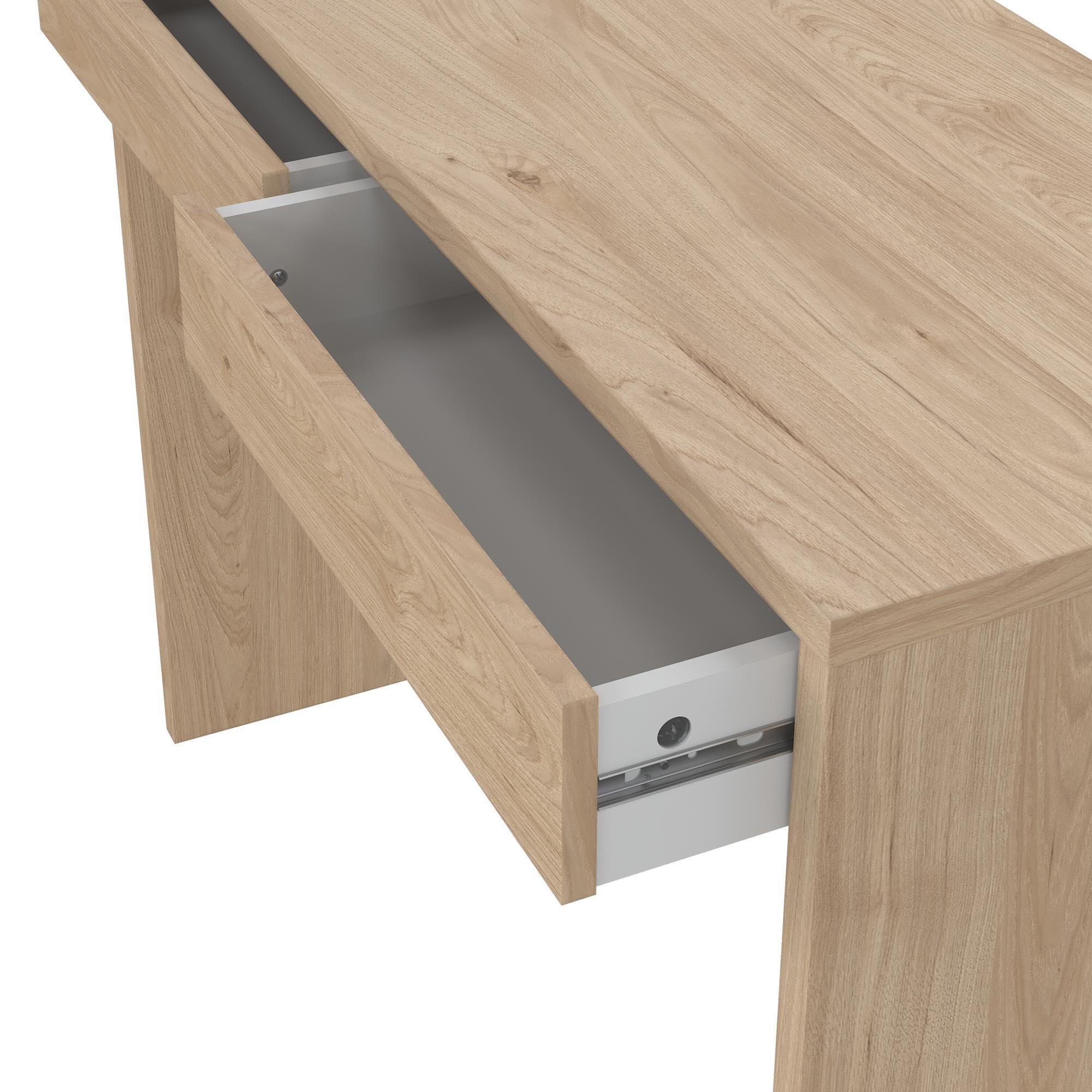 Mesa Escritorio de Estudio Jucar Oak con 2 Cajones, Color Roble, 101 x 40 x 77 cm