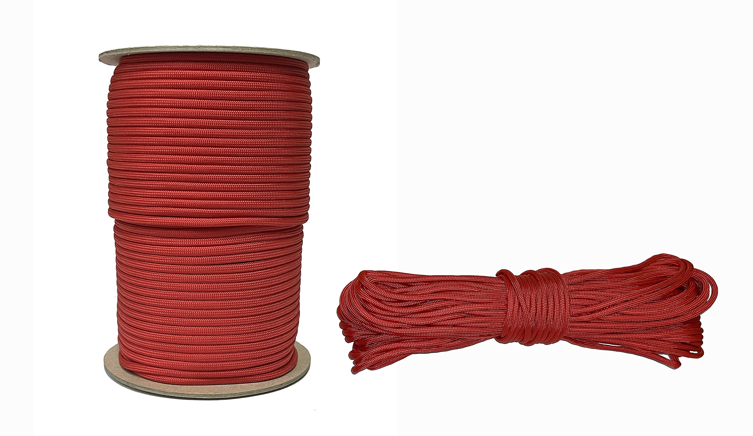 CL Distribution 4mm Paracord 550 Bushcraft Survival Mil-Spec Type III 7 Strands Bracelet - (Raspberry Red, 300 Metres)