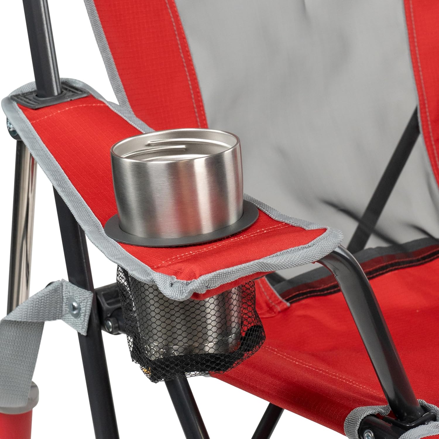 GCI Outdoor Comfort Pro Rocker Camping Chair | Portable Folding Rocking Chair with Durable Armrests & Drink Holder | Official Collegiate Licensed Sideline Sports Chair | Ohio State Buckeyes