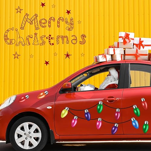 Miniatura 2 de Outus 96 piezas de decoración navideña para refrigerador de automóvil, 48 bombillas reflectantes, 48 imanes en forma de luz, 48 cables magnéticos,