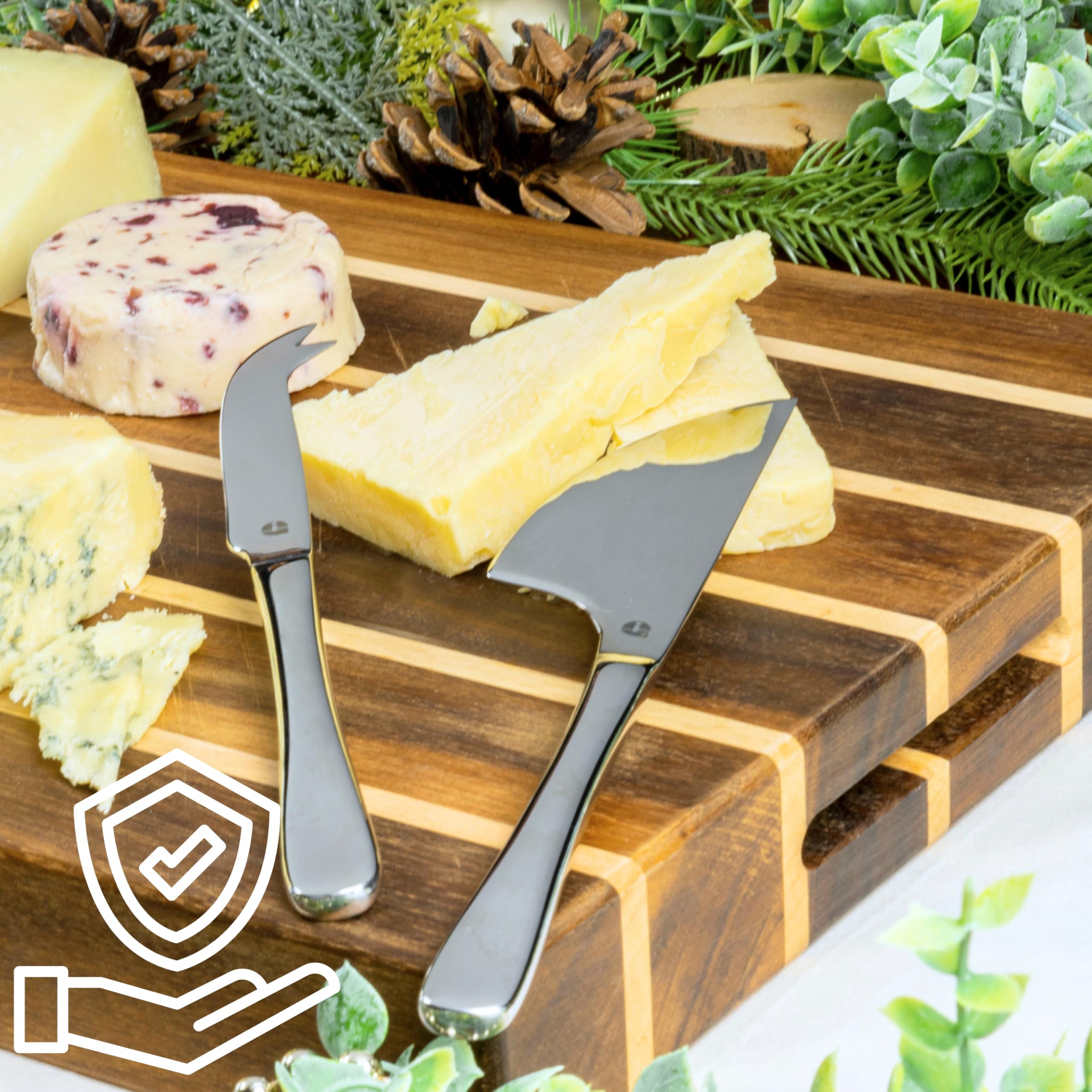 Rockingham Forge Ronde Houten Snijplank 35 cm – Met kopse nerf voor in de keuken, om pizza, kaas, brood en vleeswaren te bereiden en te serveren – duurzame snijplank van acacia- en