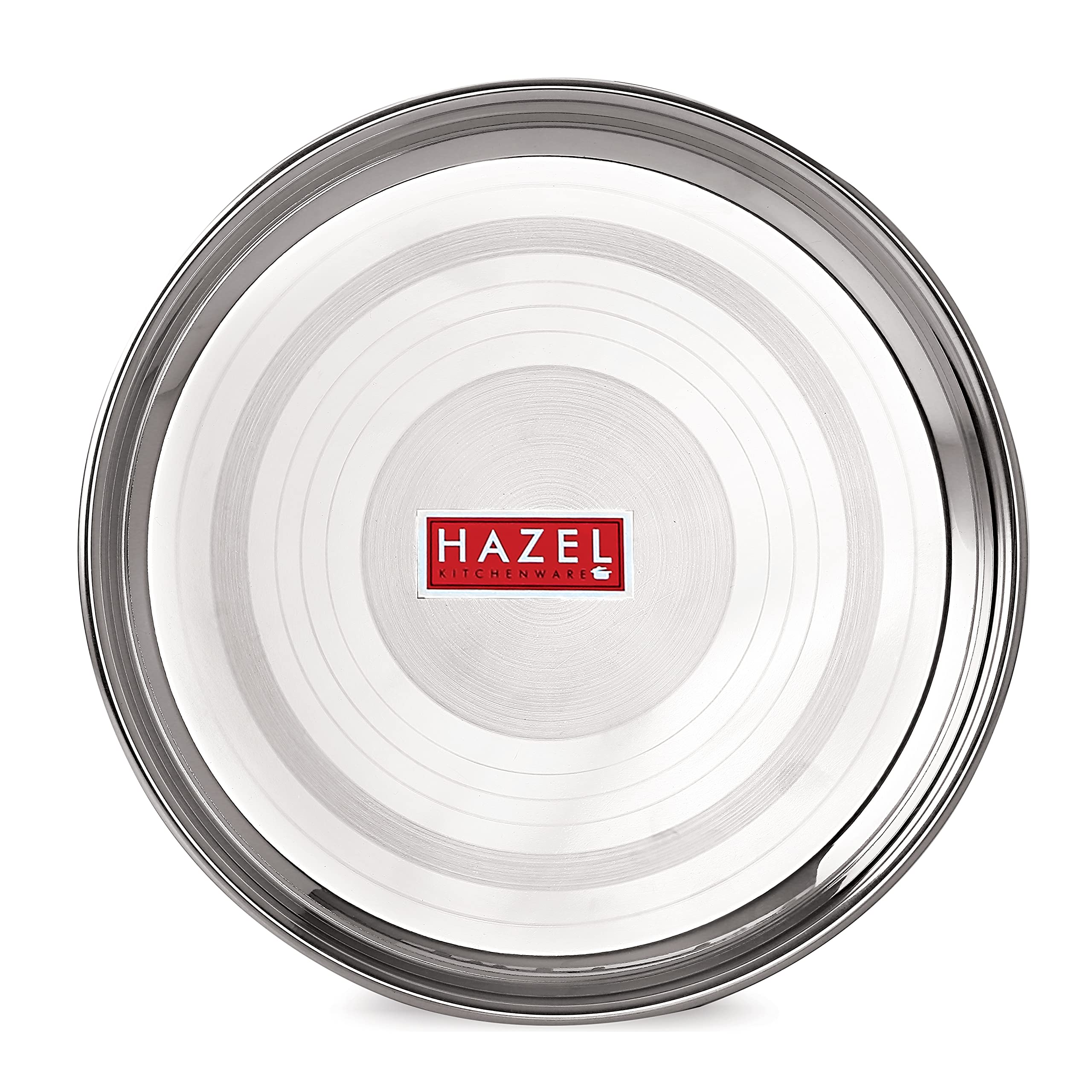 HAZEL Stainless Steel Dinner Set of 12 | Dinner Set Steel (2 Plate, 4 Curved Wooden Bowl , 2 Spoon, 2 Dessert Plate, 2 Glass) 12 Pieces, Silver - Image 5 thumbnail