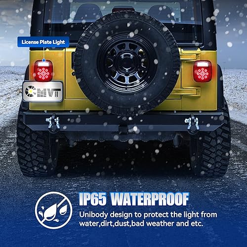 Miniatura 6 de Luces traseras de repuesto LED para Jeep Wrangler TJ YJ CJ-5 CJ-7 1979-2006, barra de lente roja, parada de freno cuadrada, señal de giro, lámpara