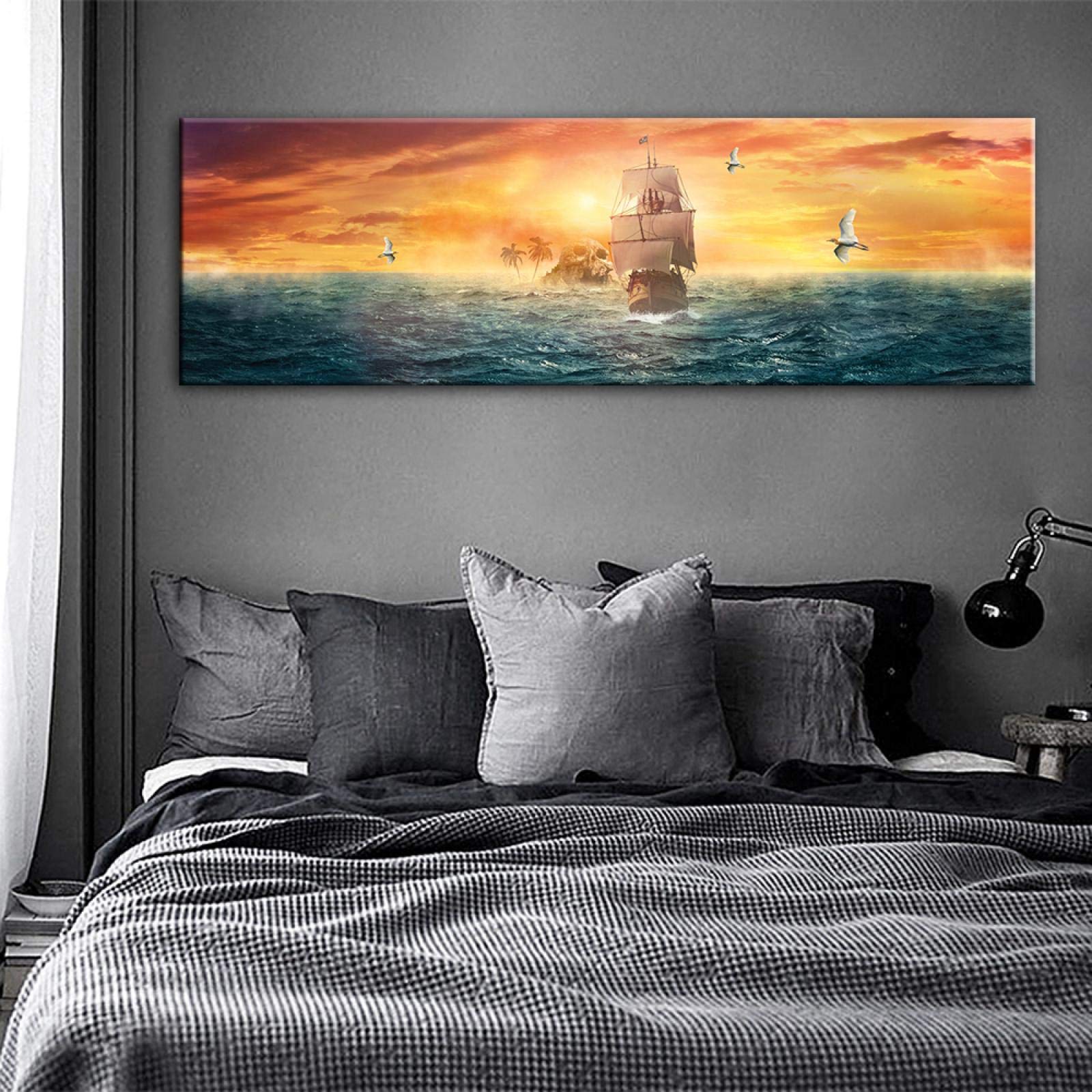 Voilier Sur La Mer Au Lever Du Soleil - Toile Paysage Marin Époustouflant, Décoration Murale Aesthetic Sans Cadre