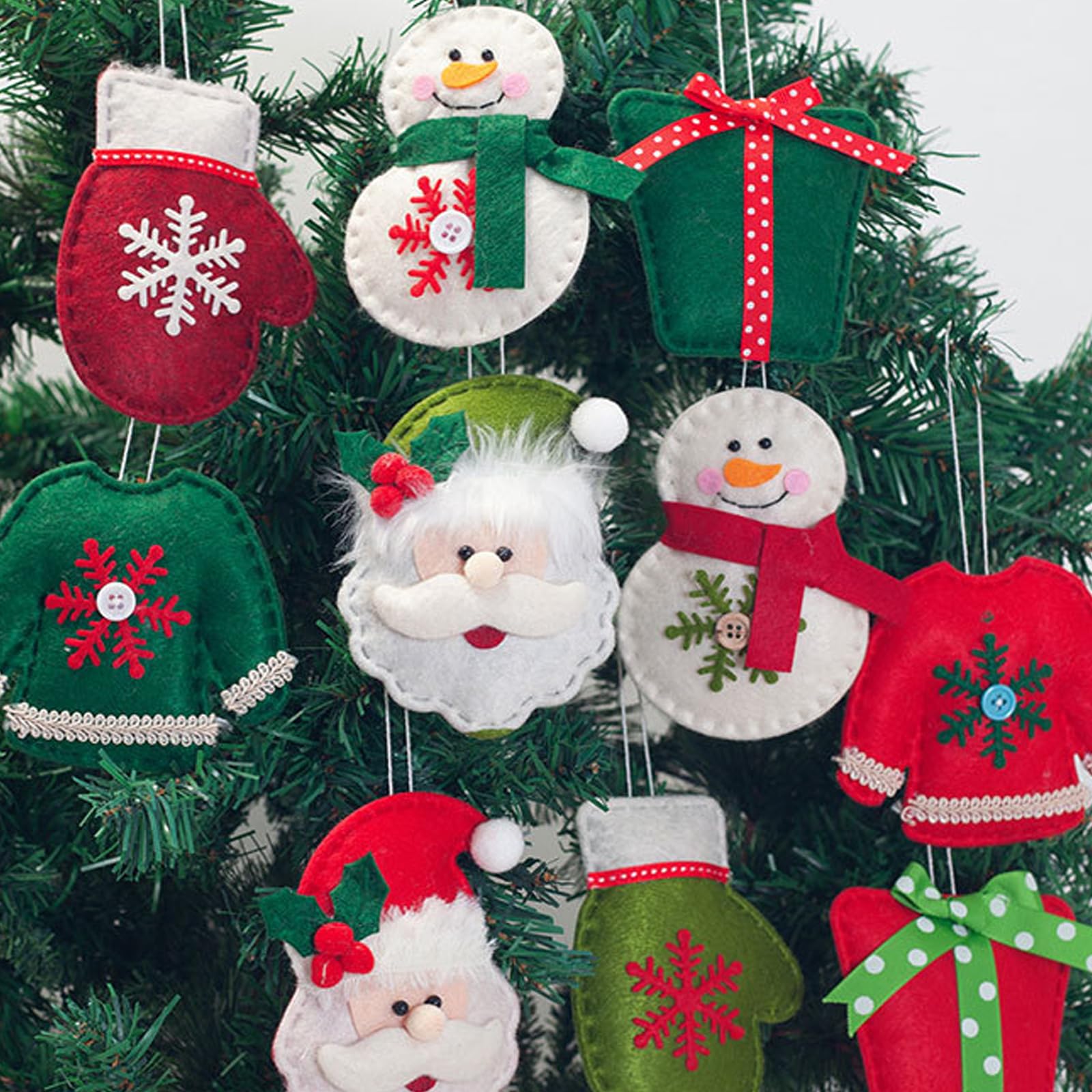 Decoración de Tela para árbol de Navidad, Adorno Colgante de Personaje de Dibujos Animados, Decoraciones navideñas de Invierno para manijas de Puertas, repisas, decoración navideña de Tela