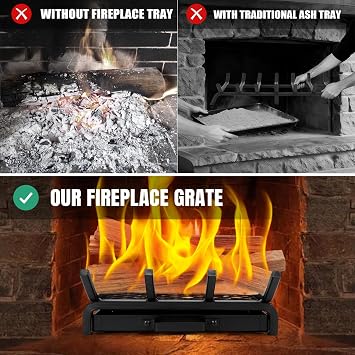14 Inch Small Fireplace Grate with Ember & Ash Trays Pan