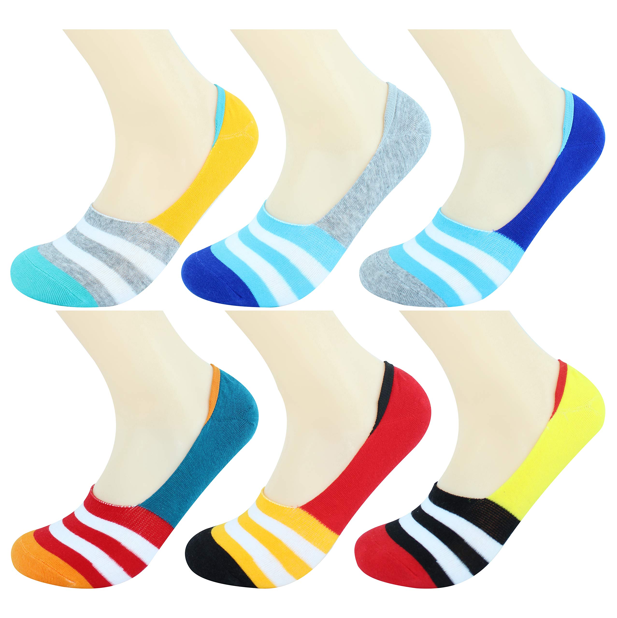 Women's No Show Socks, Non Slip Hidden Socks, Invisible Ultra low Cut for Flats Boat 6-Pairs