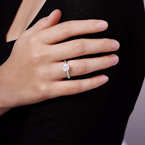 Miniatura 3 de Tienda Collection Platinum or Gold Plated Sterling Silver Round Cut Solitaire Ring Made with Infinite Elements Zirconia